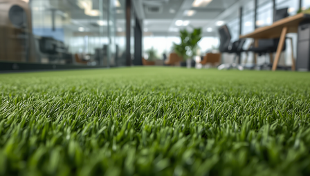 Office Interior Design Using Grass Carpet